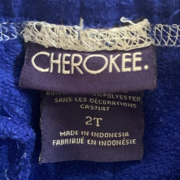 Cherokee Blue White Jogger Sweat Pants with Drawstring and Pockets Toddler Sz 2T - Picture 3 of 4